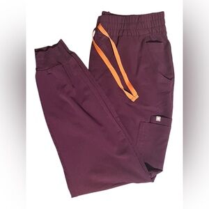 FIGS Technical Collection Scrub Pants – Deep Purple with Orange Tie – Large Tall
